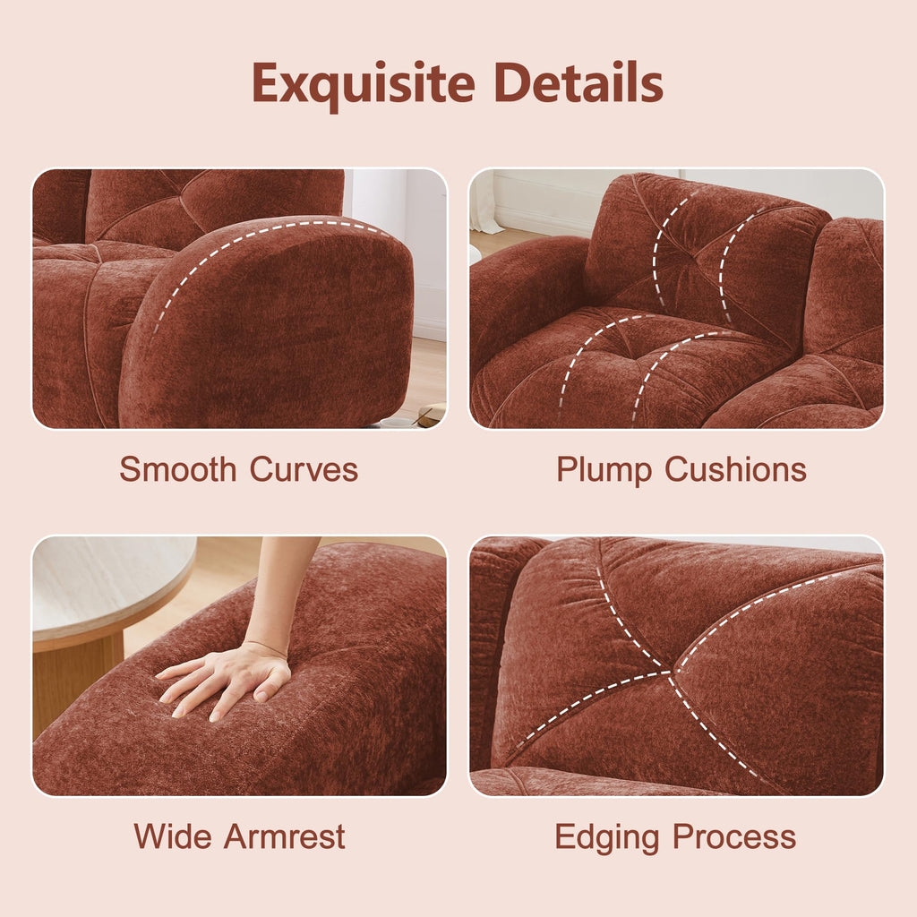 L-Shaped Orange Velvet Tufted Sofa with Ottoman S1099