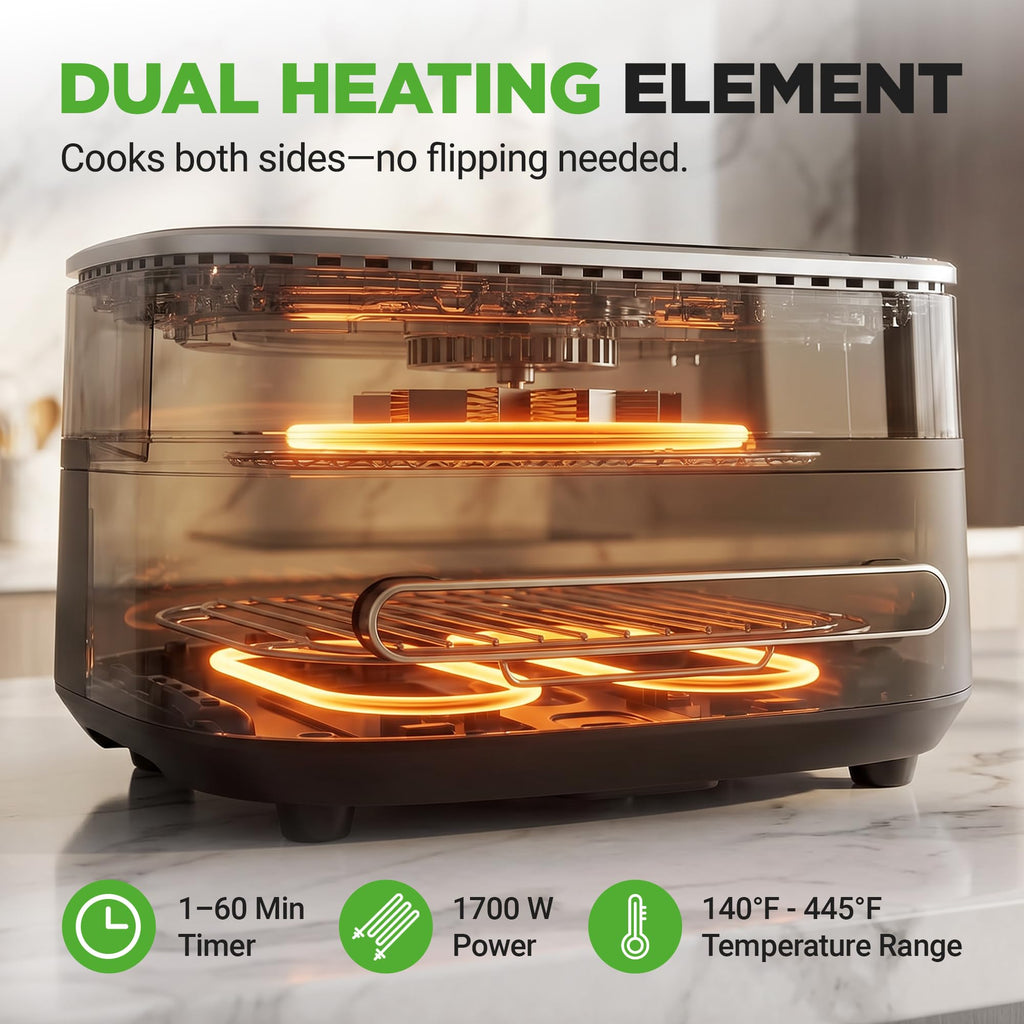 6 Quart Extra Large Air Fryer with 11-in-1 Cooking Presets Grey F518101