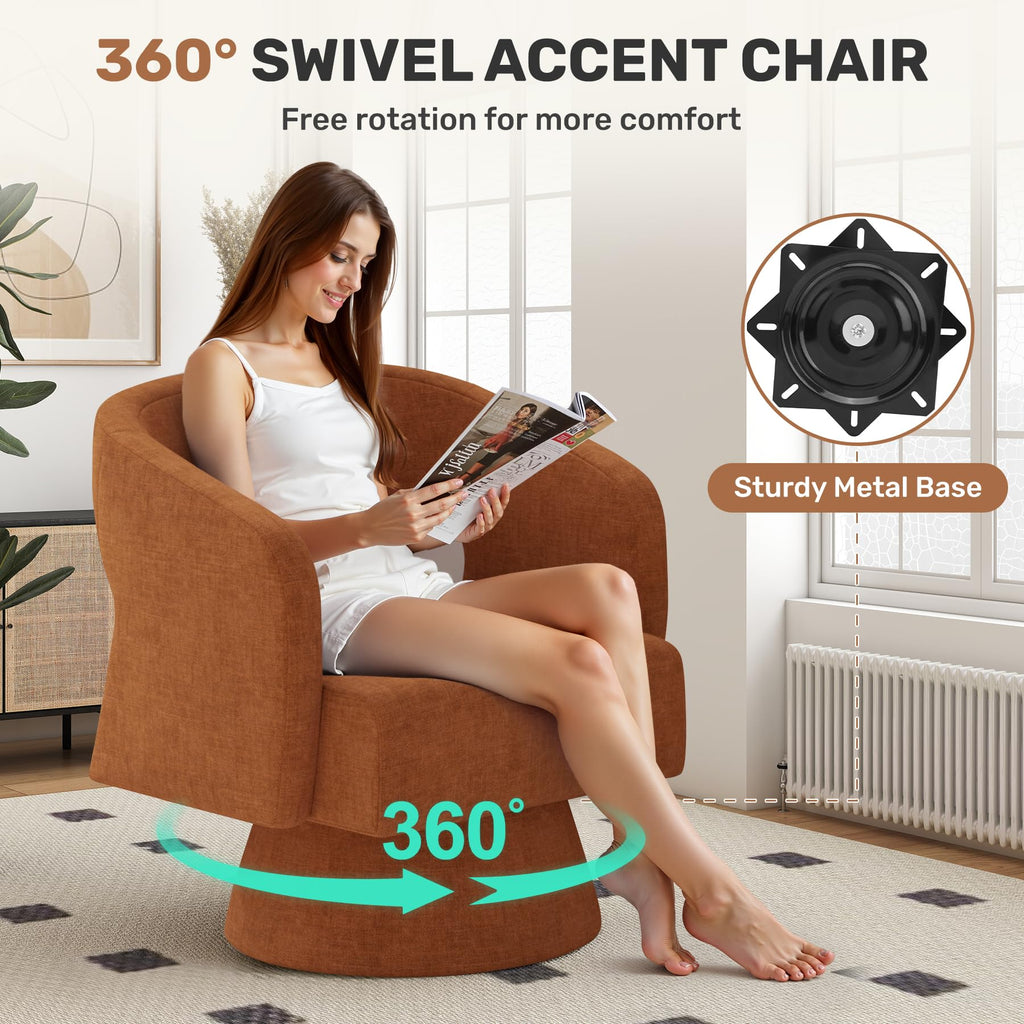 Set of 2 Chenille Swivel Accent Chair T6011