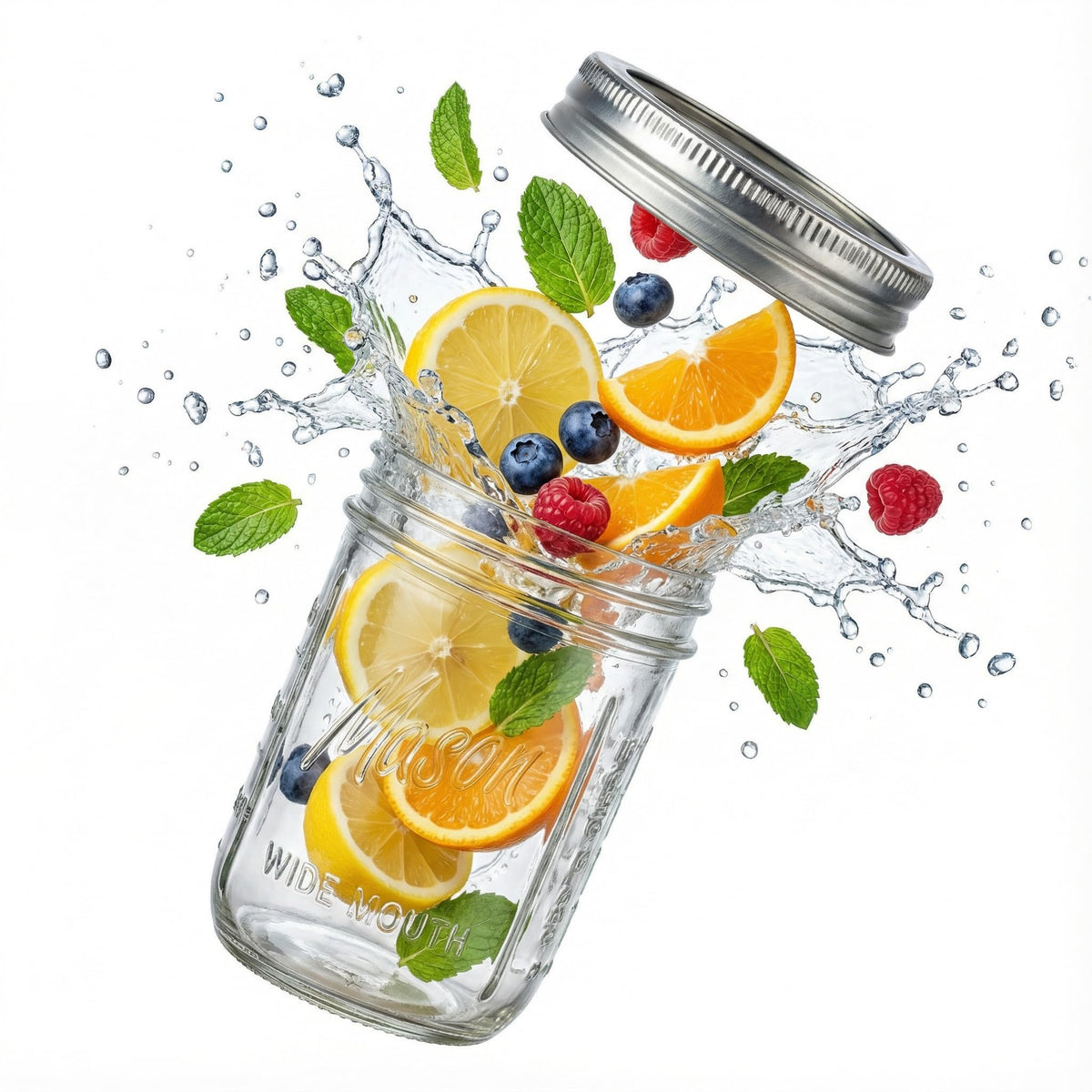 6-Pack 16 oz Wide Mouth Glass Mason Jars with Lids M580