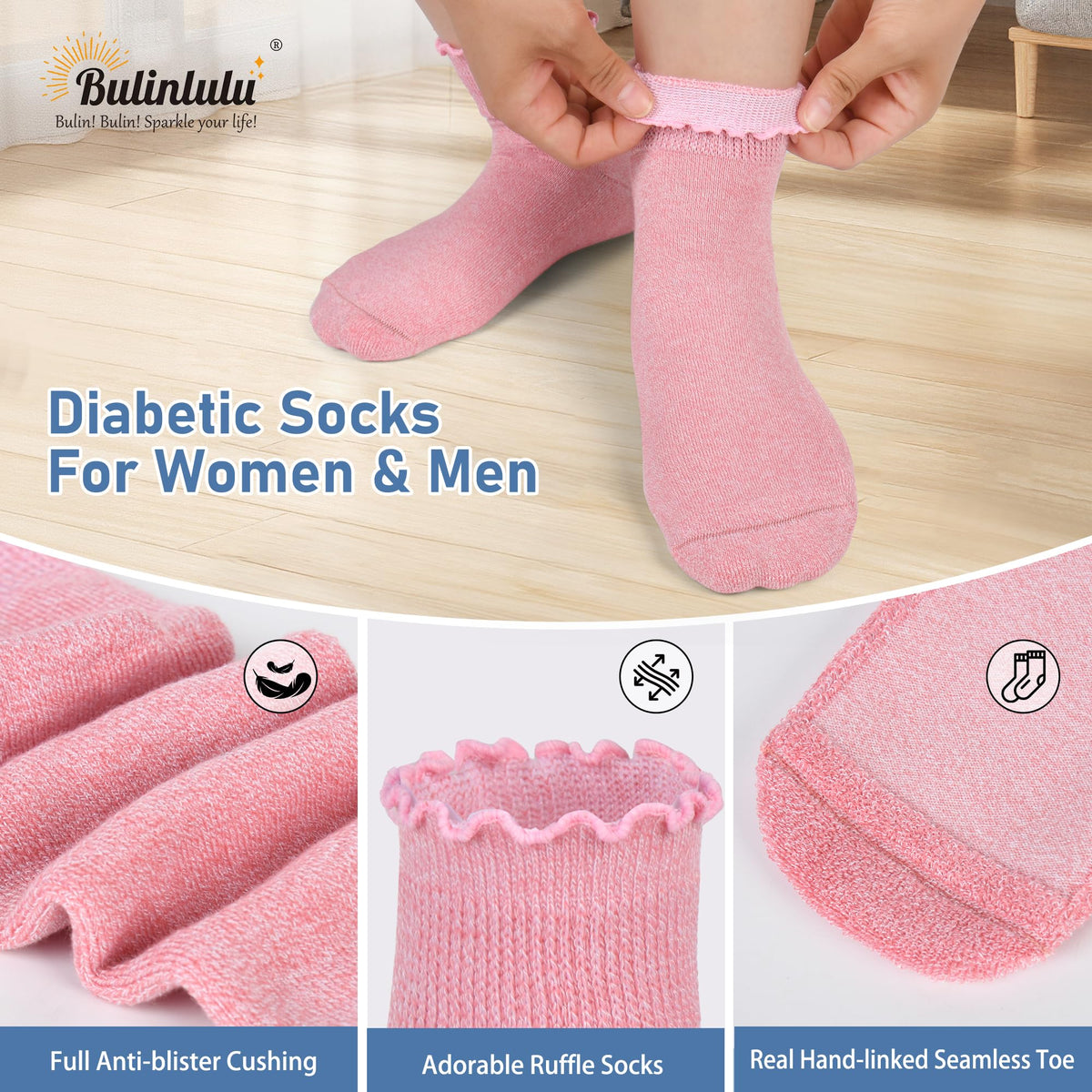 Women's 6 Pairs Non-Binding Diabetic Socks Size 9-11 H26383