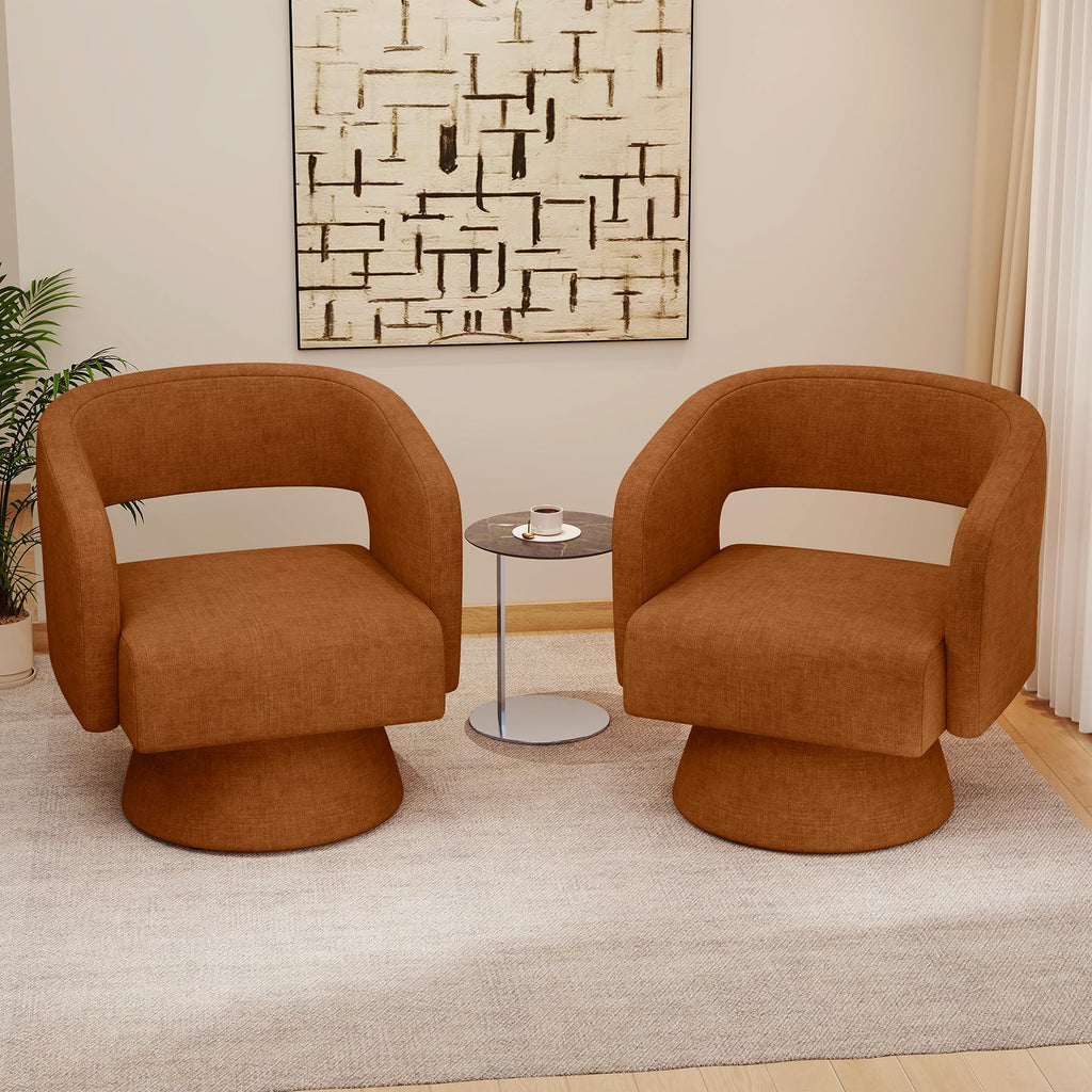 Set of 2 Chenille Swivel Accent Chair T6011