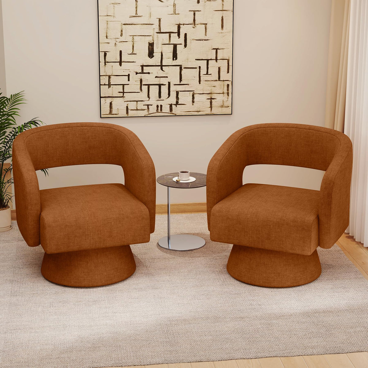 Set of 2 Chenille Swivel Accent Chair T6011