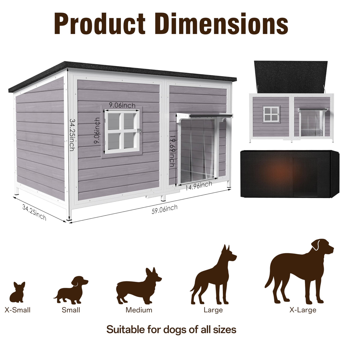 59" Insulated Extra Large Dog House Q929