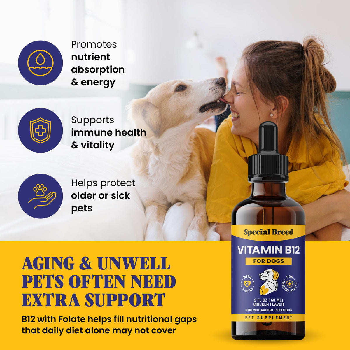Liquid Vitamin B12 for Dogs, Chicken Flavor, 2 fl oz V808916