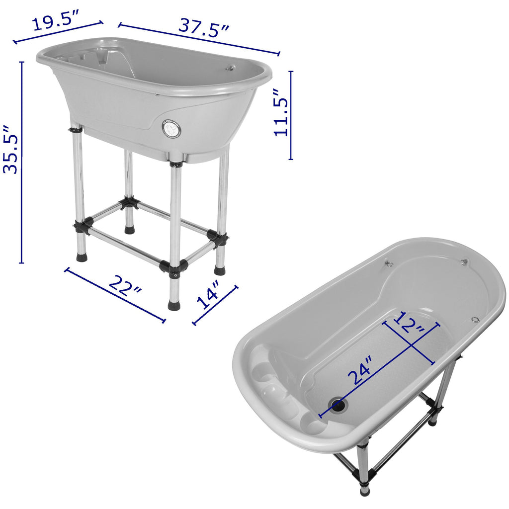 Portable Pet Bath Tub White 37.5"x19.5"x35.5" R403097