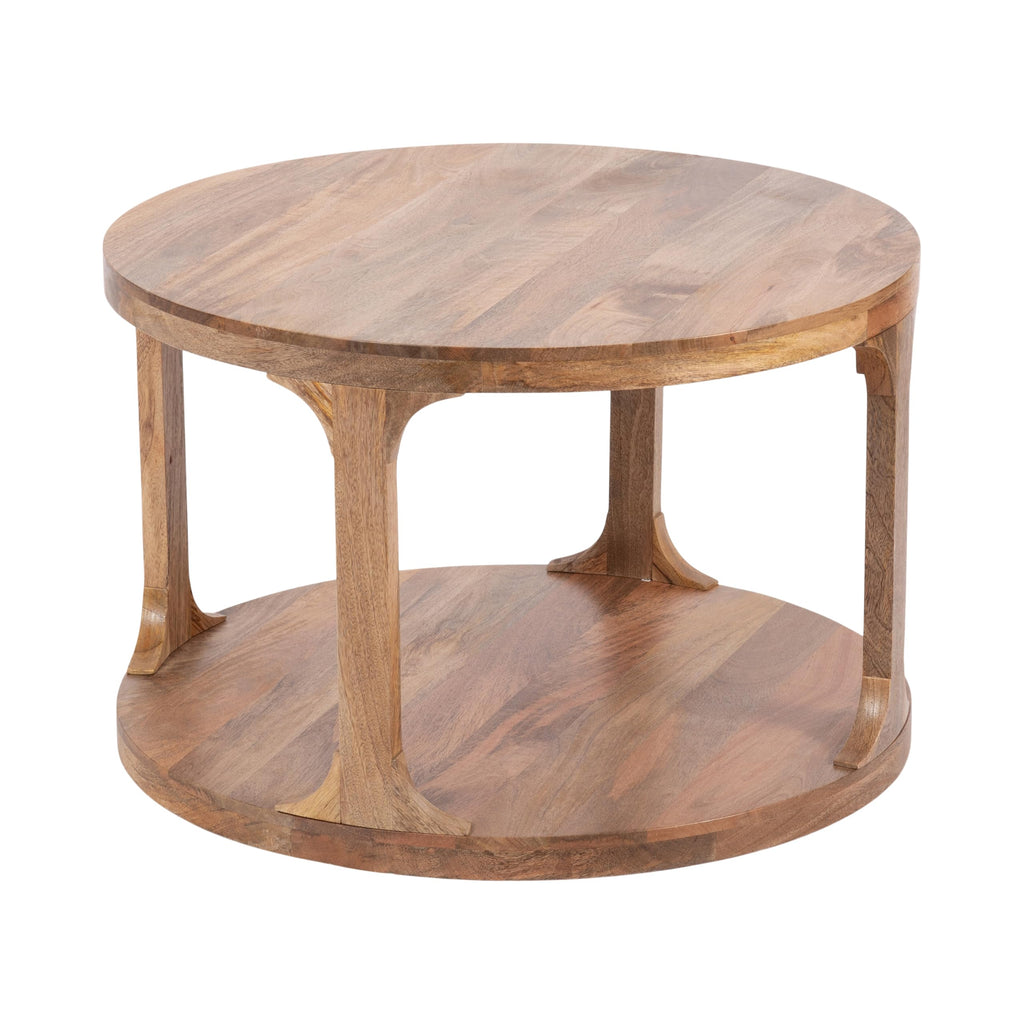 Round Mango Wood Coffee Table with Storage Q28943
