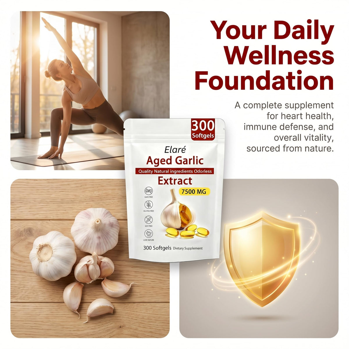Odorless Organic Garlic Extract Capsules 300 Softgels F200