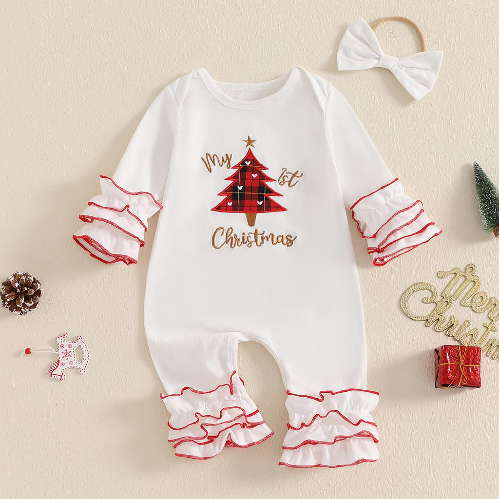 Christmas Baby Girl Santa Long Sleeve Romper U6627