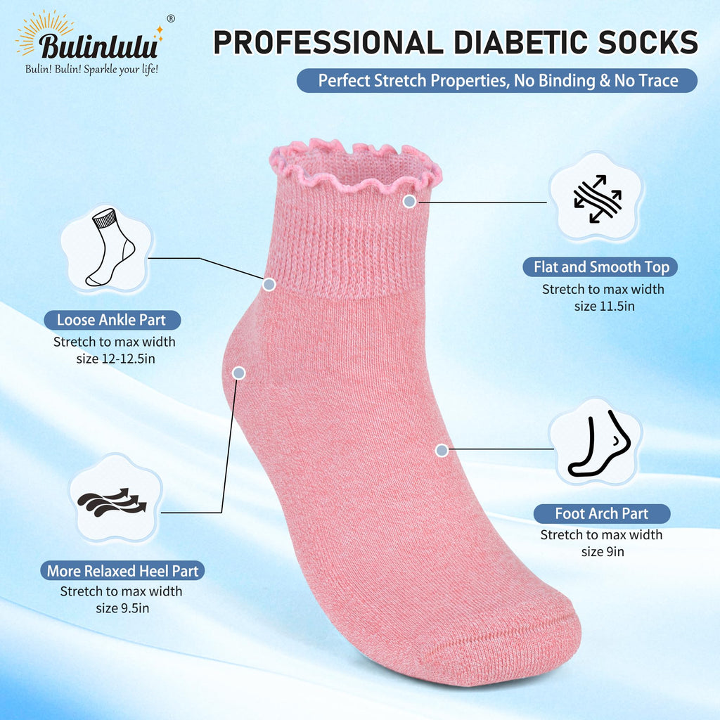 Women's 6 Pairs Non-Binding Diabetic Socks Size 9-11 H26383