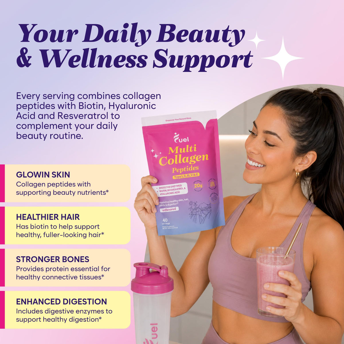 Unflavored Multi Collagen Peptides Powder 40 Servings H2210