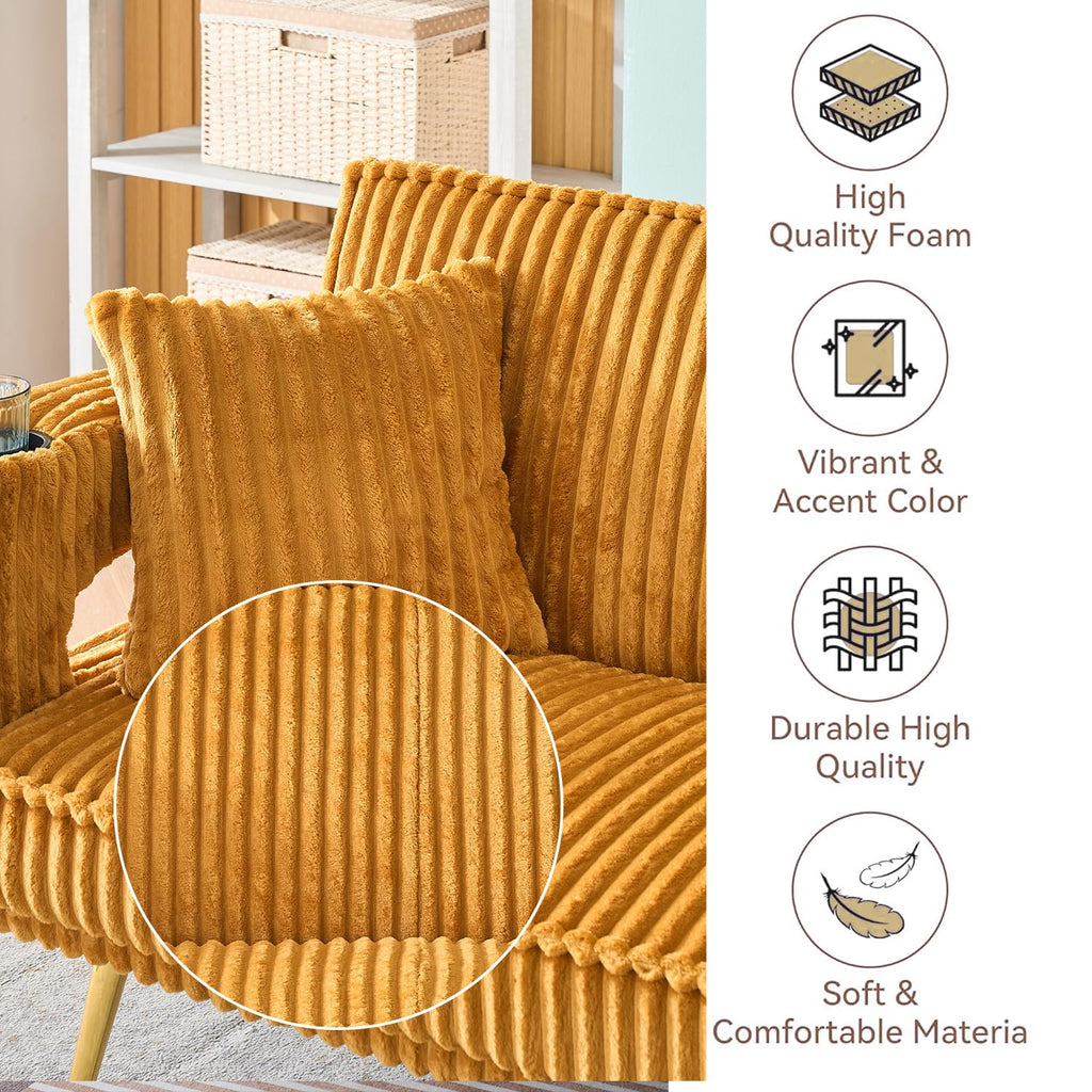 Orange Velvet Convertible Sofa Bed I736