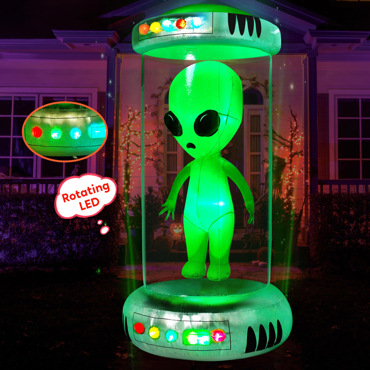 7 ft Tall Halloween Inflatable Alien Decoration with Animated LEDs E23422