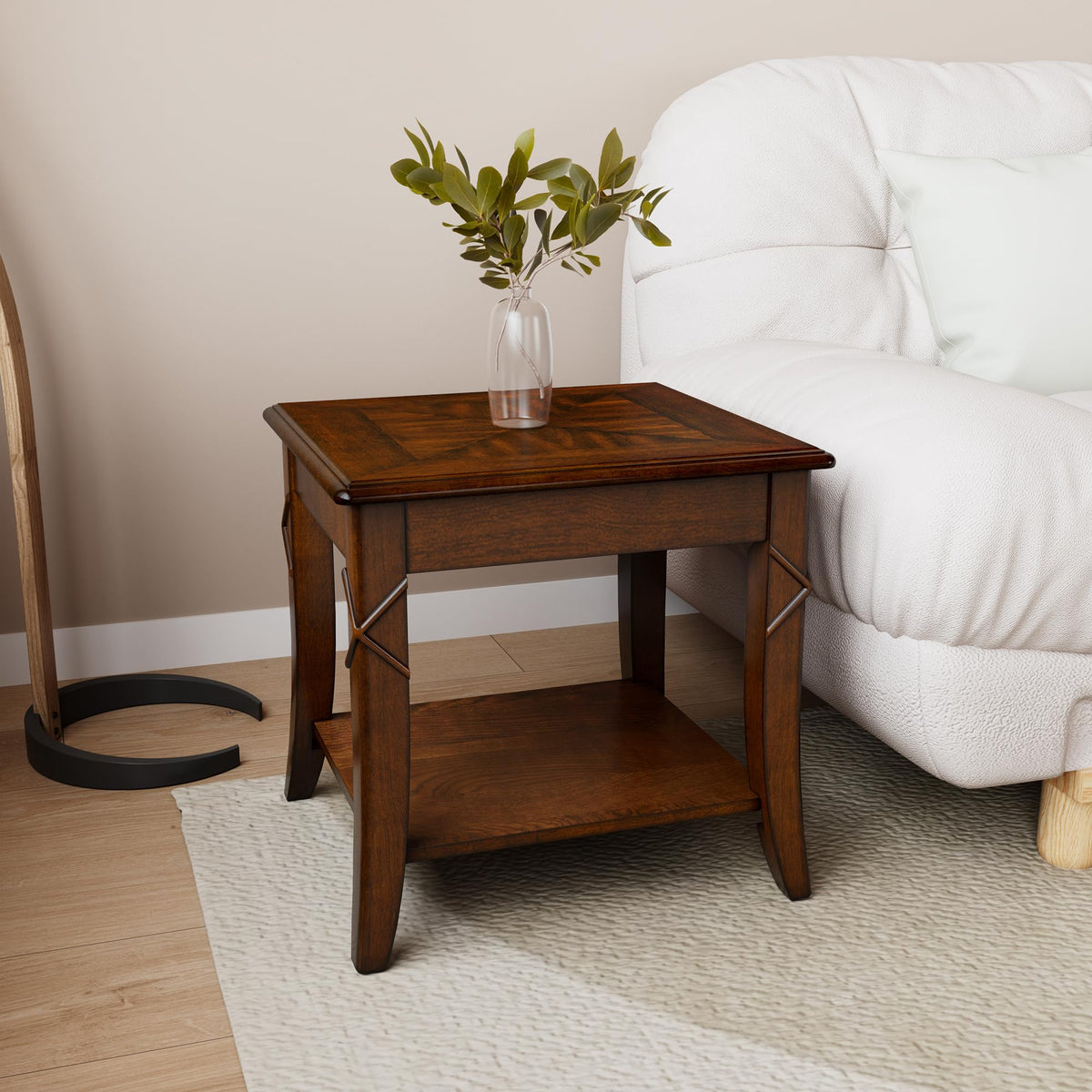 Wooden 2-Tier End Table with Shelf K8272