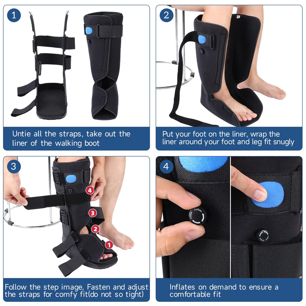 Black Small Tall Inflatable Walking Boot U571032