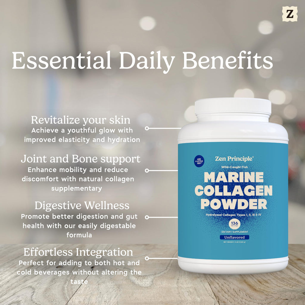 Marine Collagen Peptides Powder 3 lb. Wild-Caught Fish, Non-GMO. Hydrolyzed Types I, II, III & IV Protein. U72751