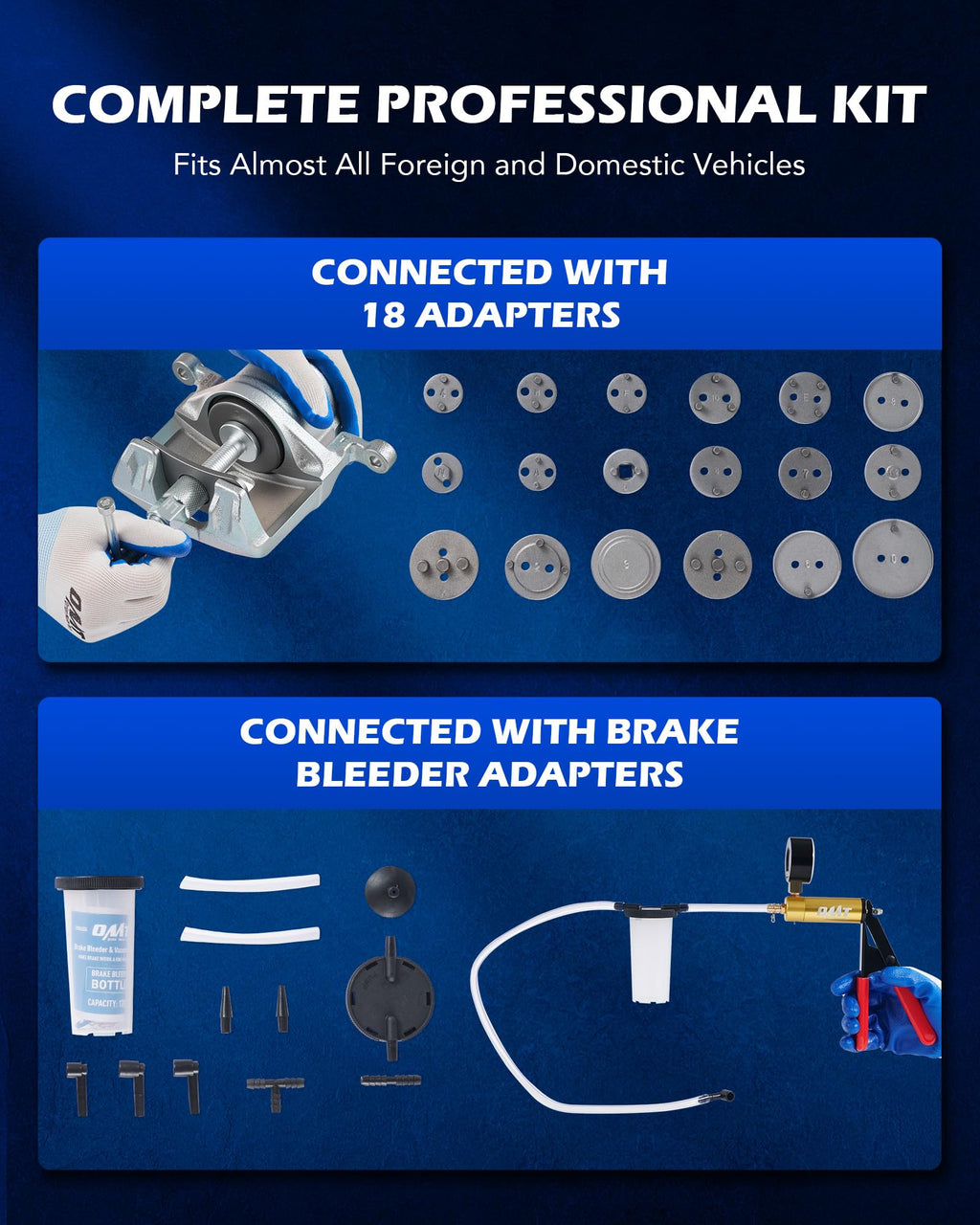 2-in-1 Brake Caliper Compression Tool and Vacuum Pump Bleeder Kit O748