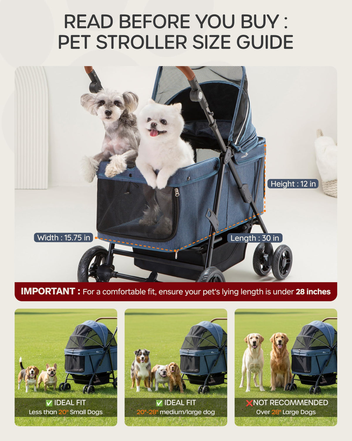 Large & Medium Dog Stroller J58304