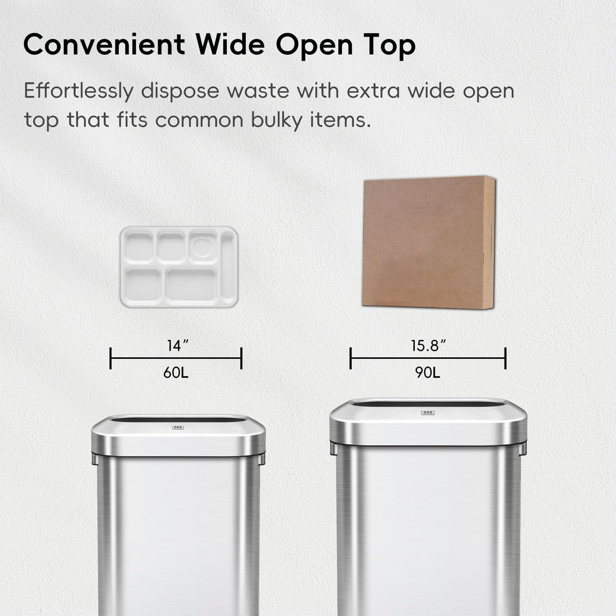 24 Gallon 90 Liter Open Top Stainless Steel Slim Trash Can N974