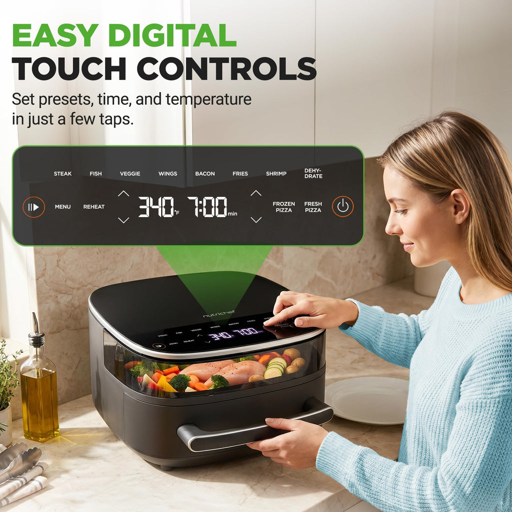 6 Quart Extra Large Air Fryer with 11-in-1 Cooking Presets Grey F518101