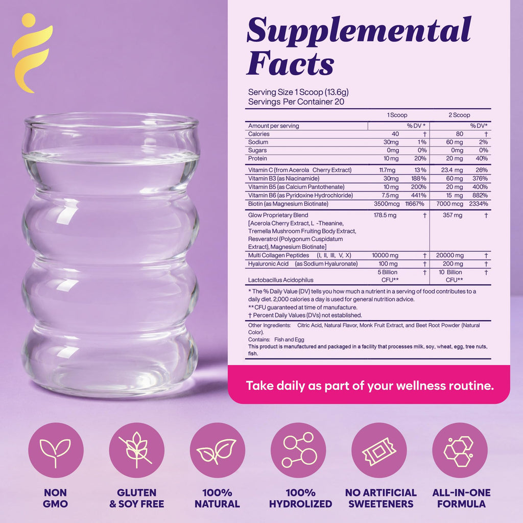 Unflavored Multi Collagen Peptides Powder 40 Servings H2210