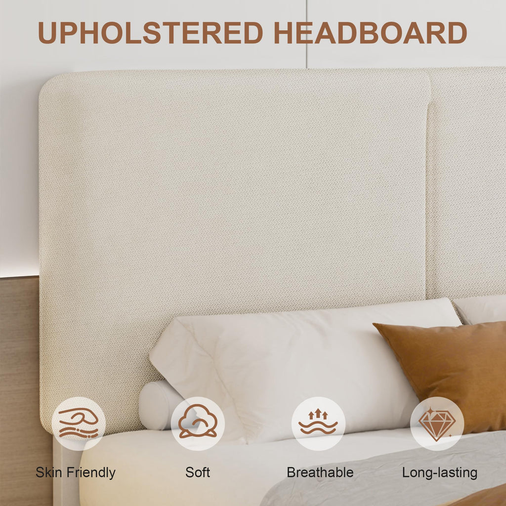 Queen Size Upholstered Platform Bed Frame with Headboard X6737