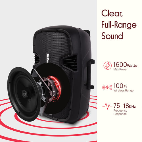 15-Inch Portable PA Speaker System with 2 UHF Microphones F98891