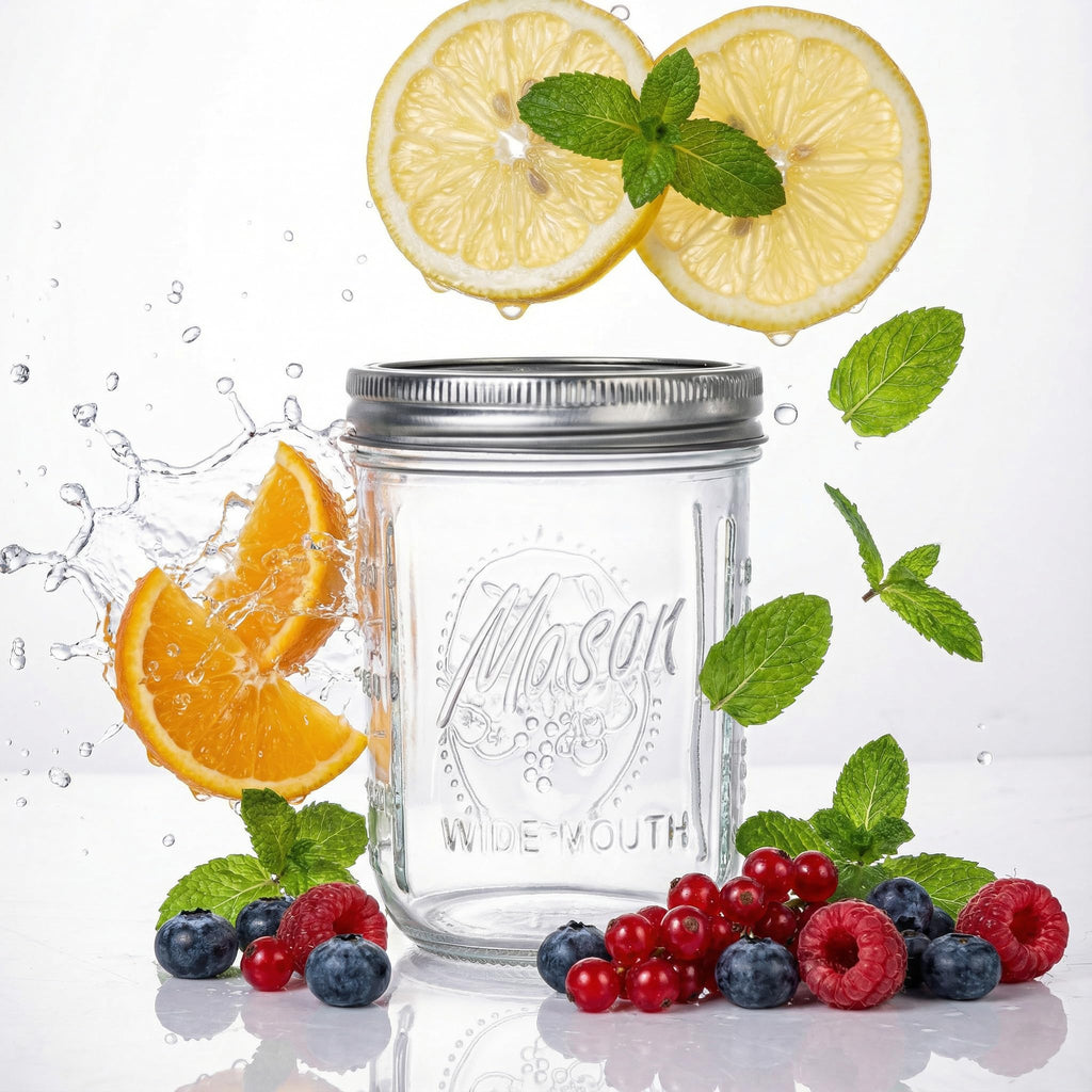 6-Pack 16 oz Wide Mouth Glass Mason Jars with Lids M580