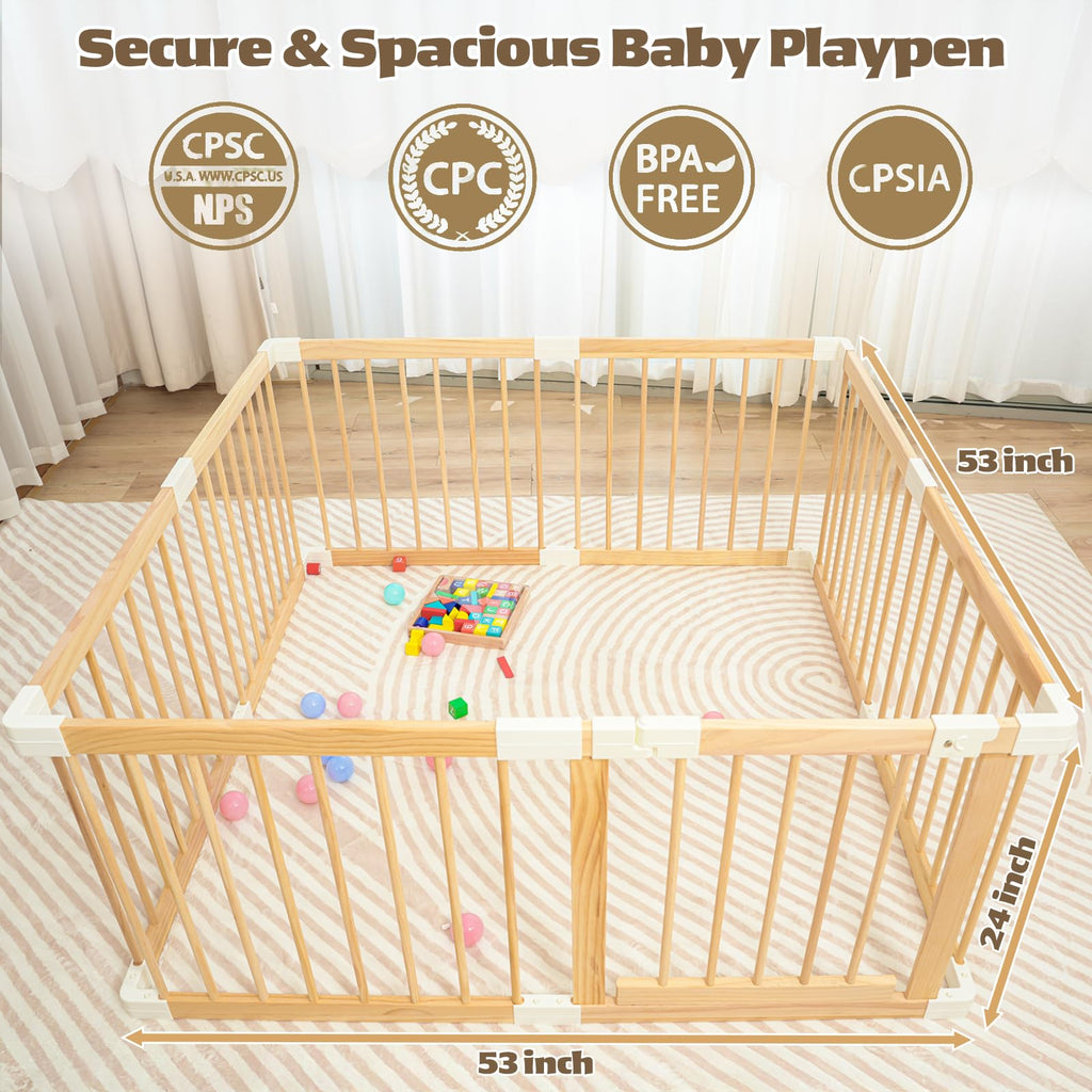 Wooden Baby Playpen 53"x53" B58614