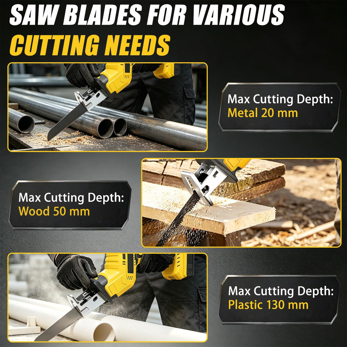 Cordless Reciprocating Saw 400W 3000RPM with 4 Saw Blades B445374