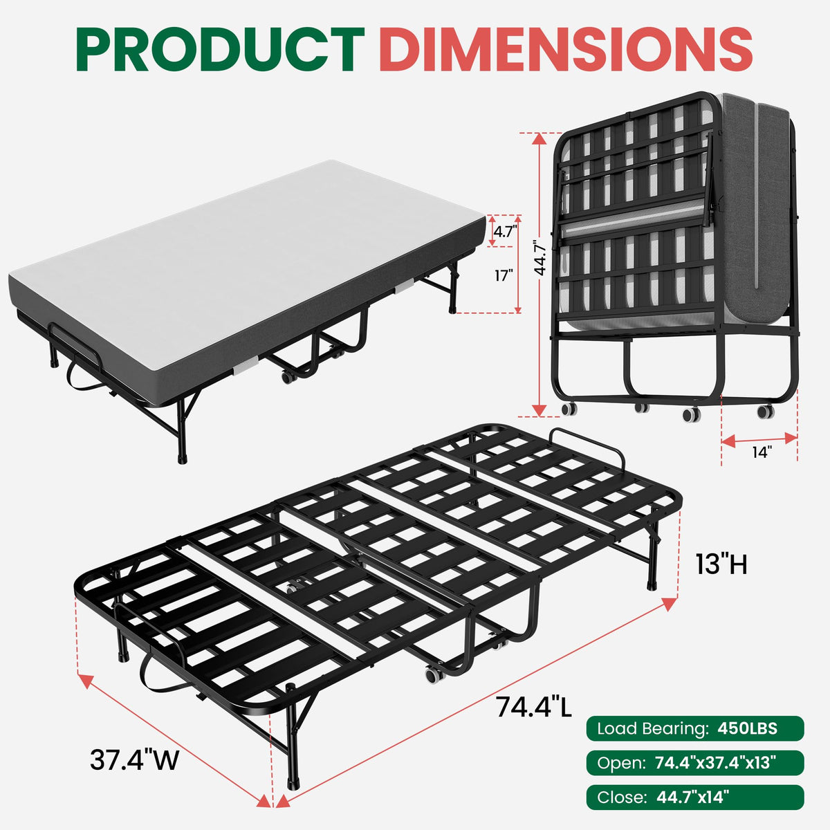 75"x38" Folding Bed E749