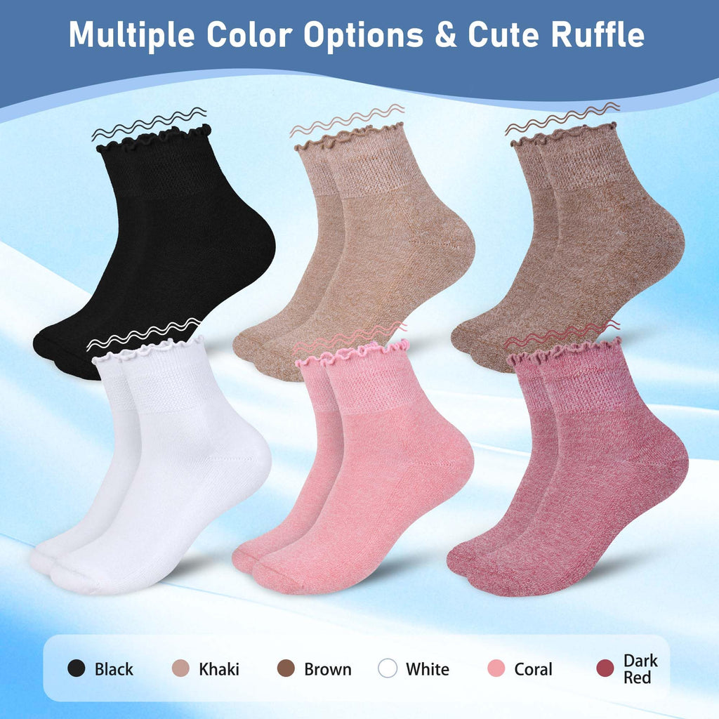 Women's 6 Pairs Non-Binding Diabetic Socks Size 9-11 H26383