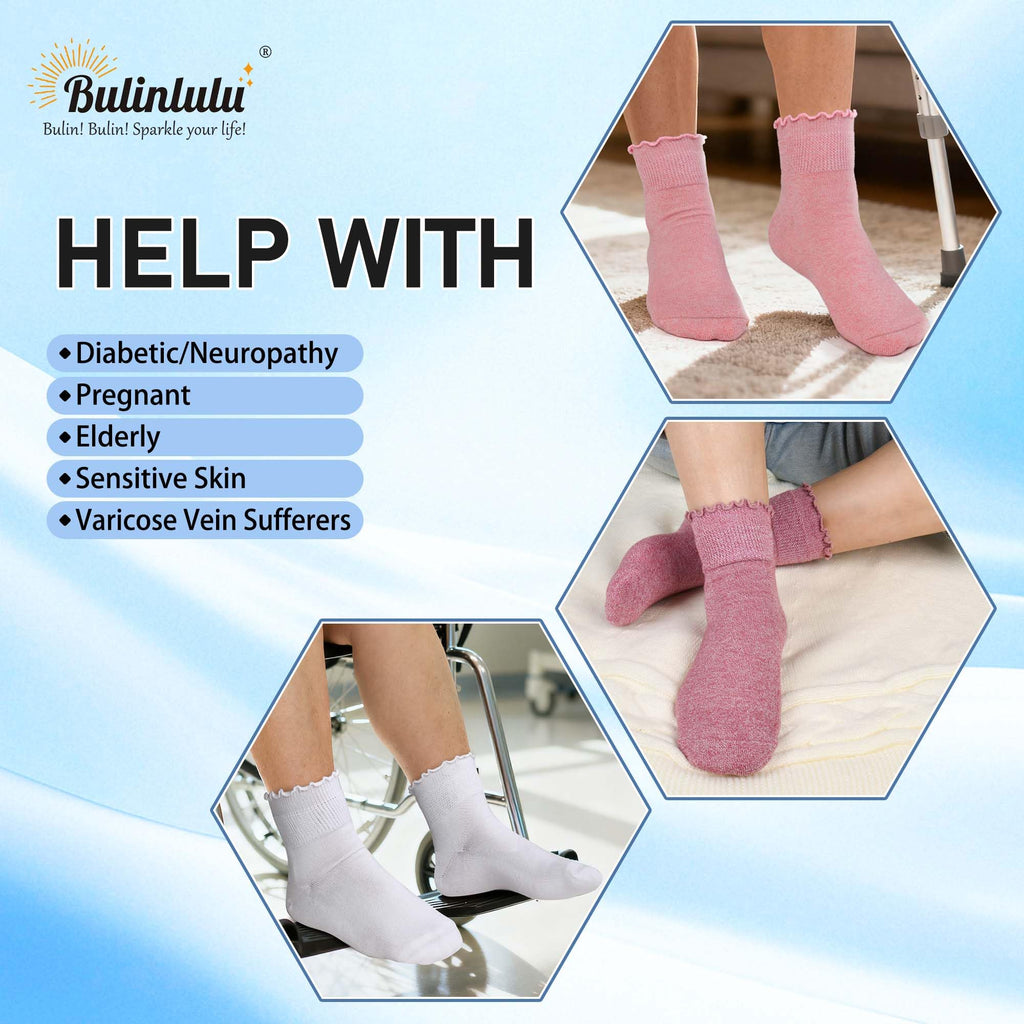 Women's 6 Pairs Non-Binding Diabetic Socks Size 9-11 H26383