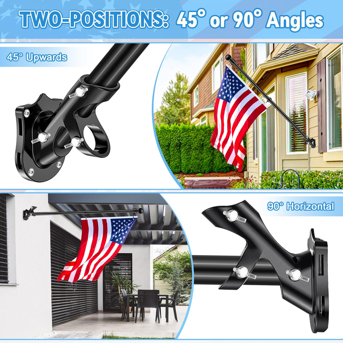 6 FT Black Metal Flagpole Kit and 1" Flag Pole Holder K758
