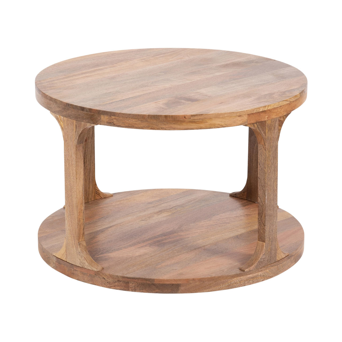 Round Mango Wood Coffee Table with Storage Q28943