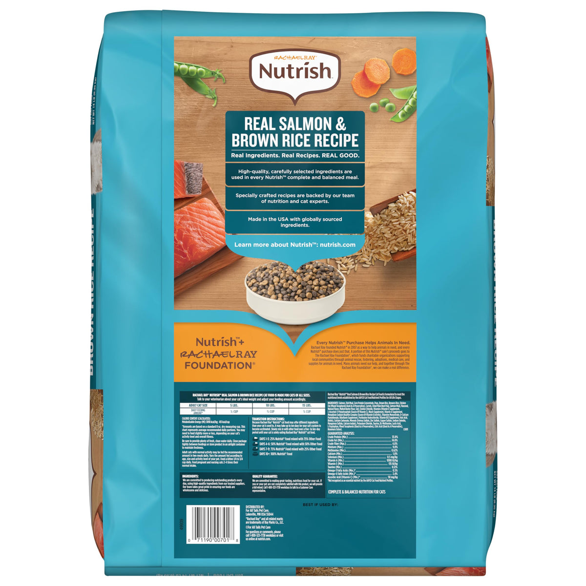Salmon & Brown Rice Recipe Dry Cat Food 14 lb. Bag Q3373