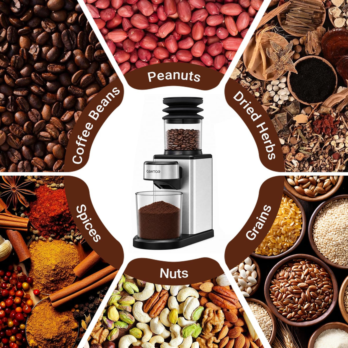 Conical Burr Coffee Bean Grinder, 25 Precise Settings, Anti-Static A568