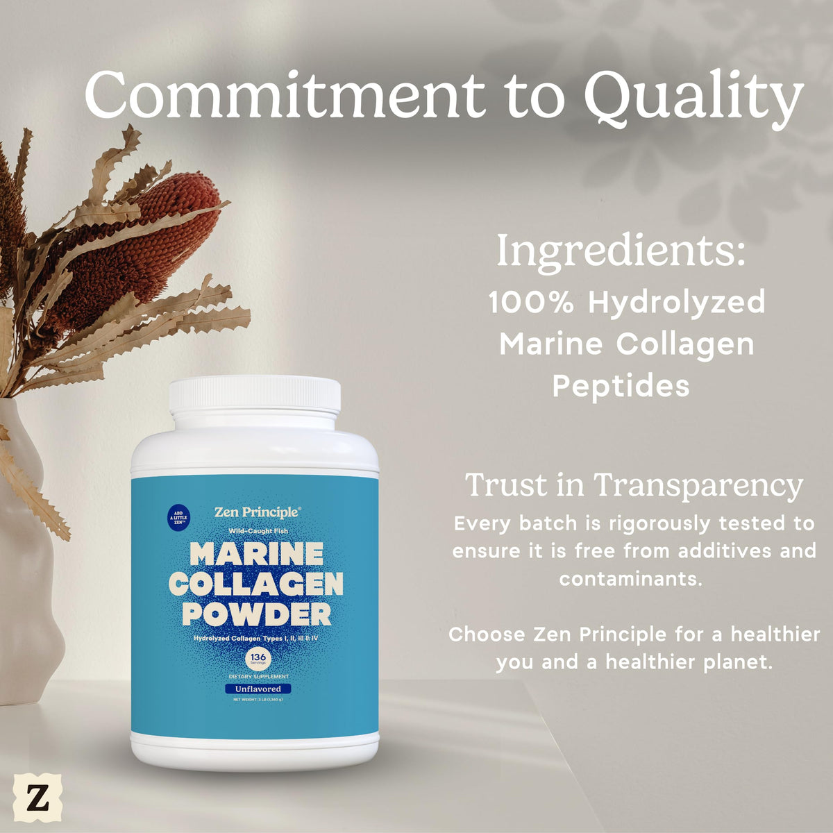 Marine Collagen Peptides Powder 3 lb. Wild-Caught Fish, Non-GMO. Hydrolyzed Types I, II, III & IV Protein. U72751