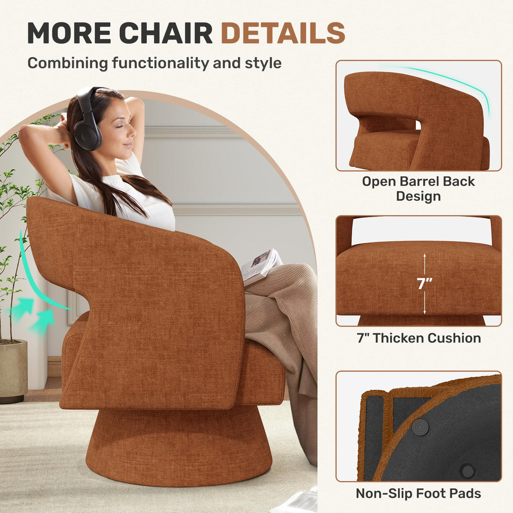 Set of 2 Chenille Swivel Accent Chair T6011