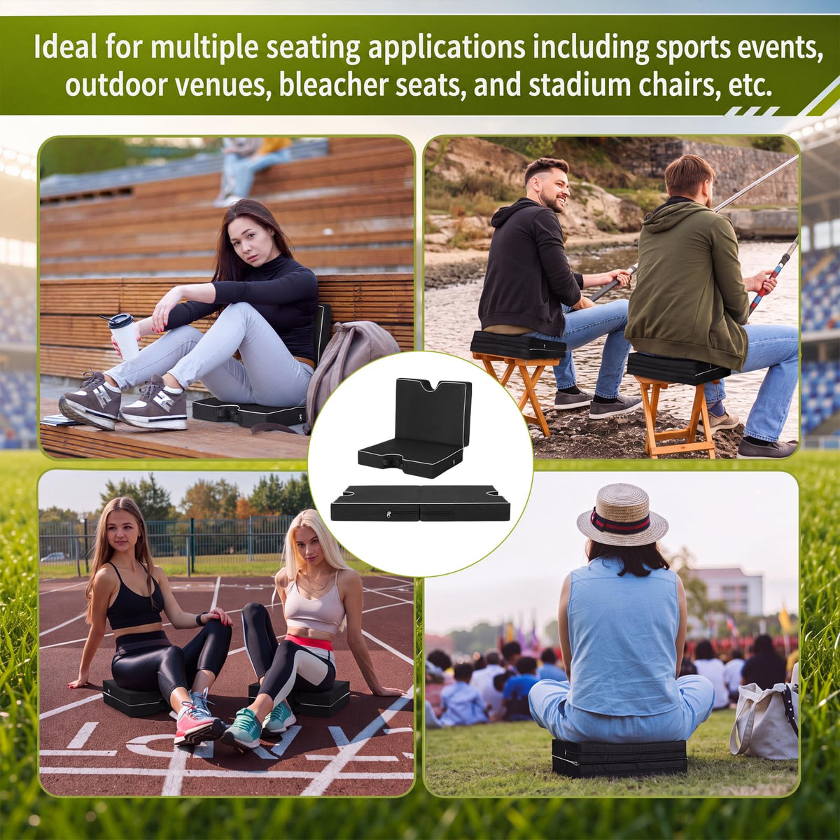 3 Pcs Portable Bleacher Chair Cushions with Handle K88913