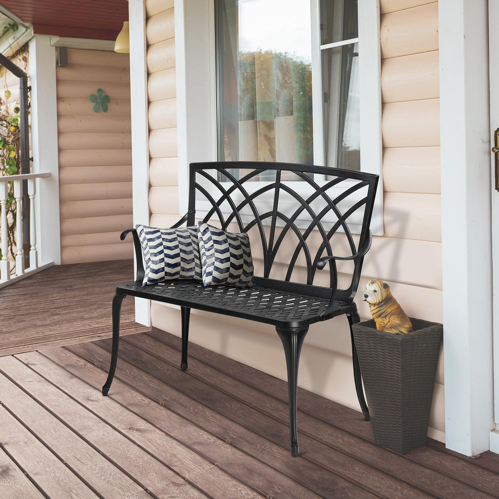 38" Black Metal Outdoor Bench N97695