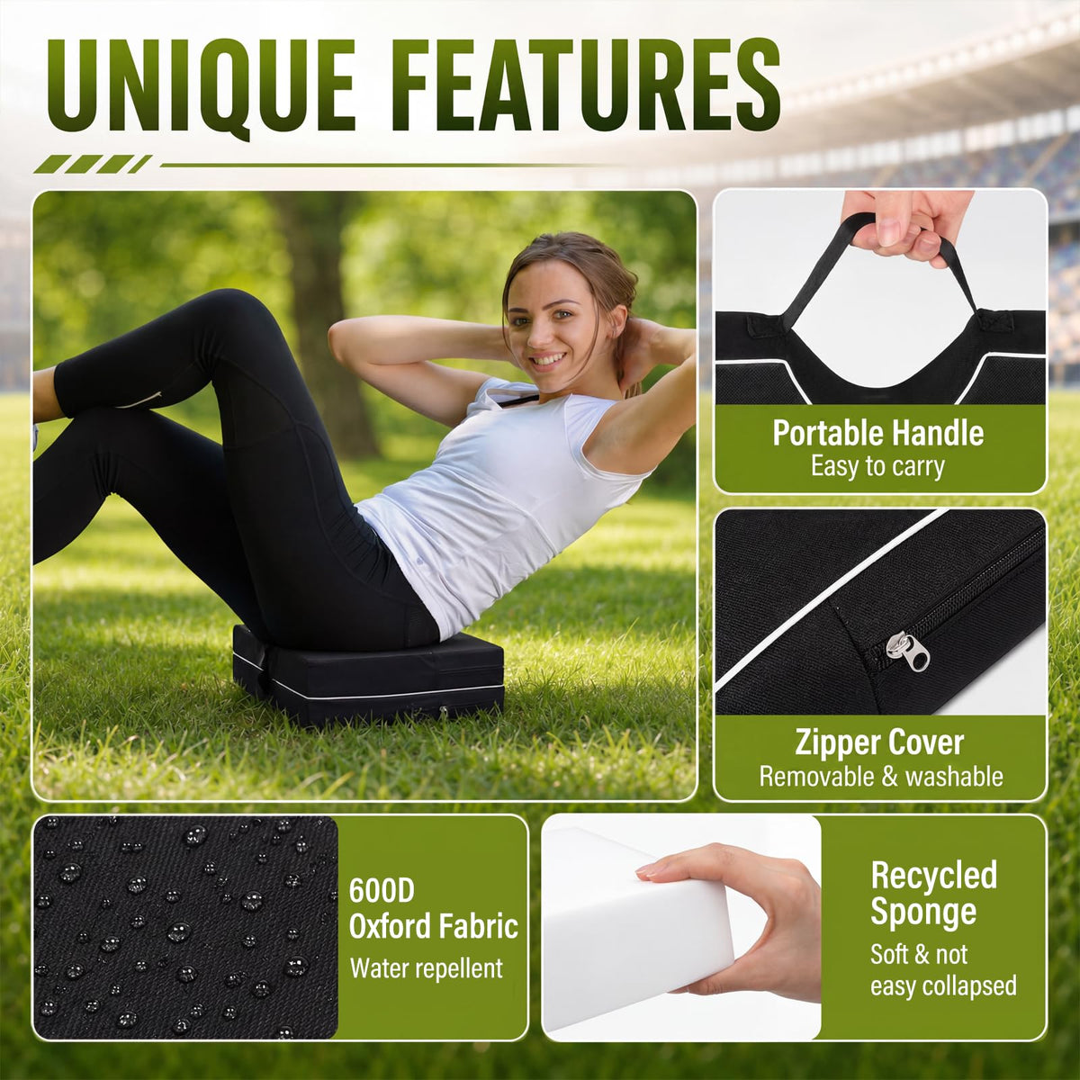 3 Pcs Portable Bleacher Chair Cushions with Handle K88913