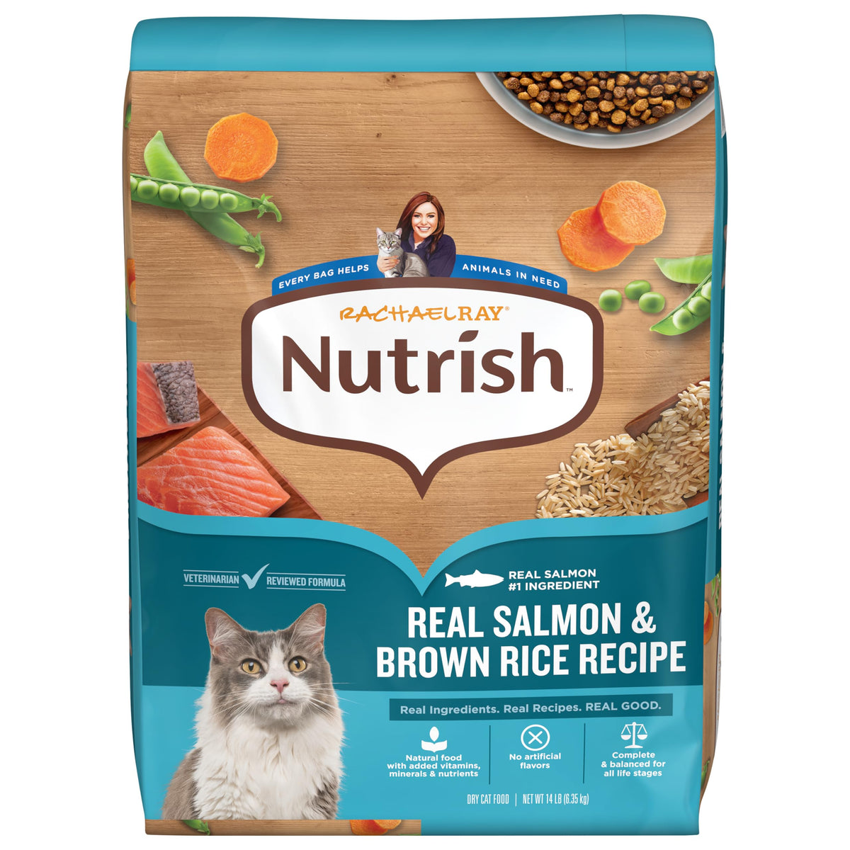 Salmon & Brown Rice Recipe Dry Cat Food 14 lb. Bag Q3373