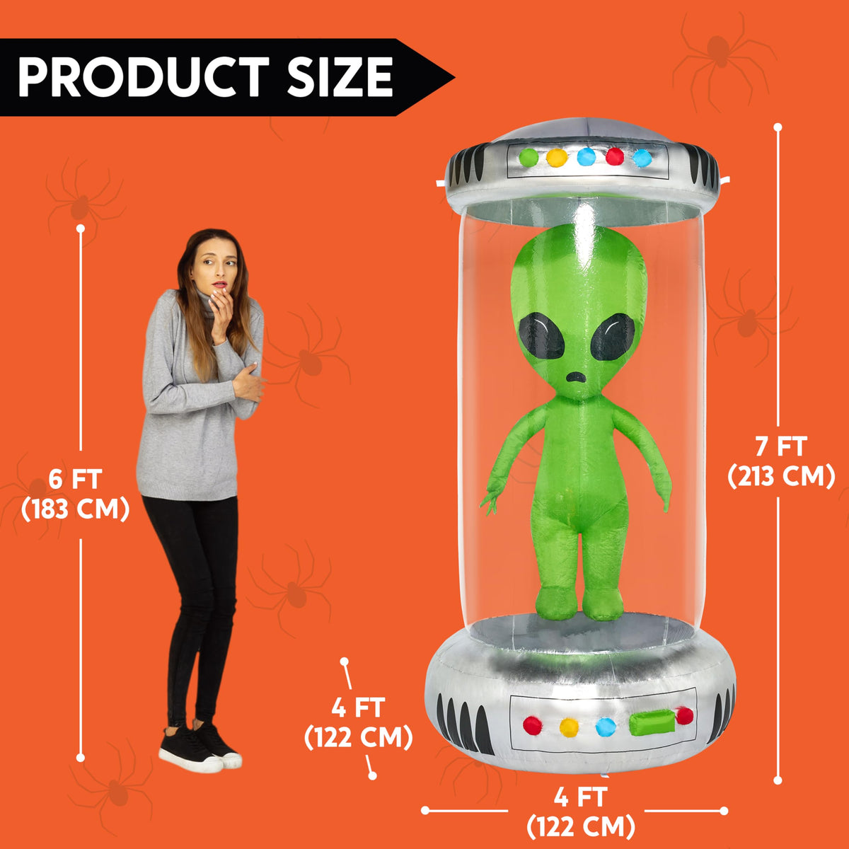 7 ft Tall Halloween Inflatable Alien Decoration with Animated LEDs E23422