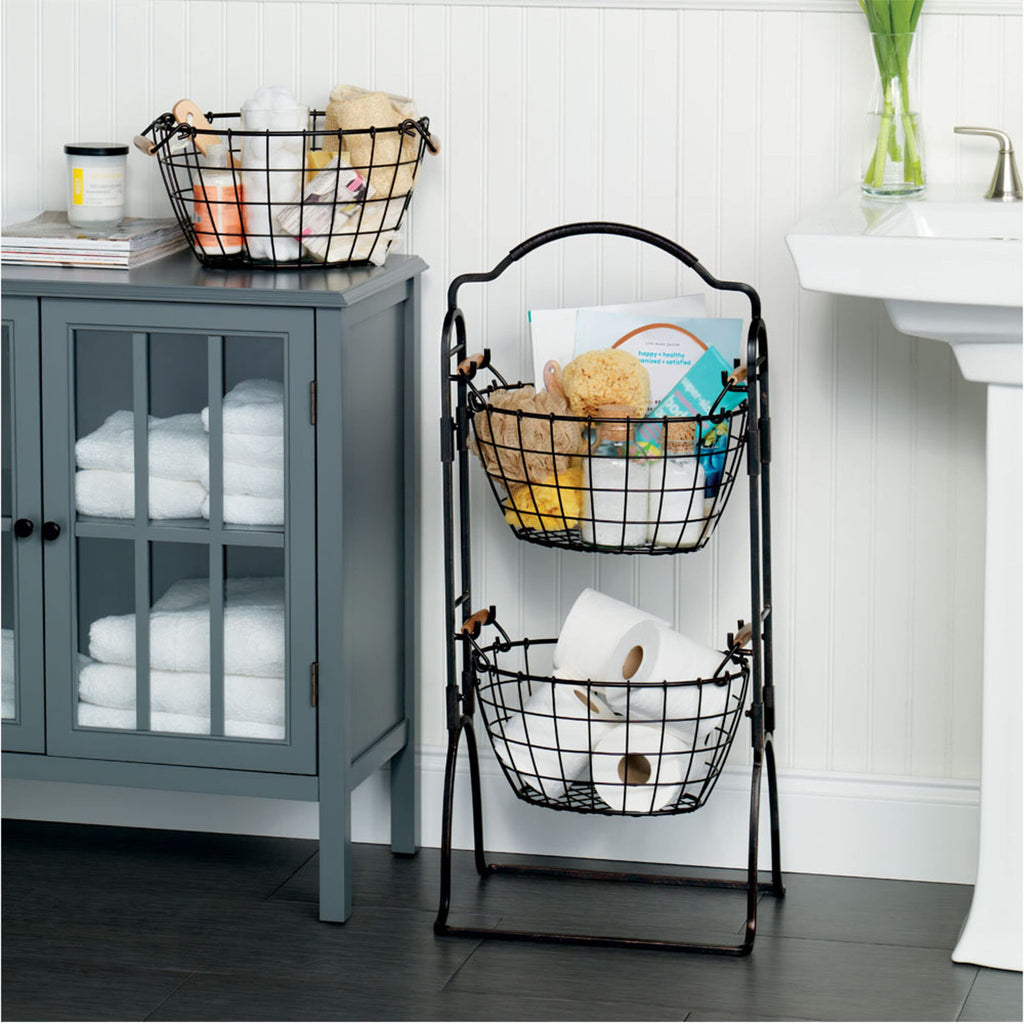 Adjustable 3-Tier Metal Floor Standing Storage Basket D15906