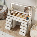 46" White Makeup Vanity Desk with Mirror and Lights J234736