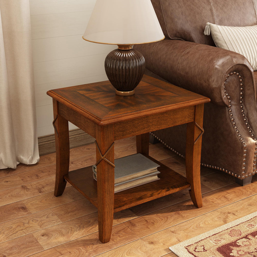 Wooden 2-Tier End Table with Shelf K8272