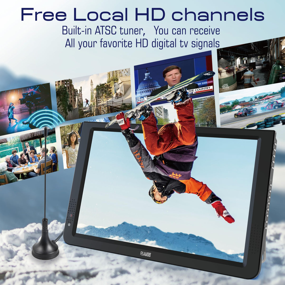 Portable Battery Powered Digital TV with Stand V783