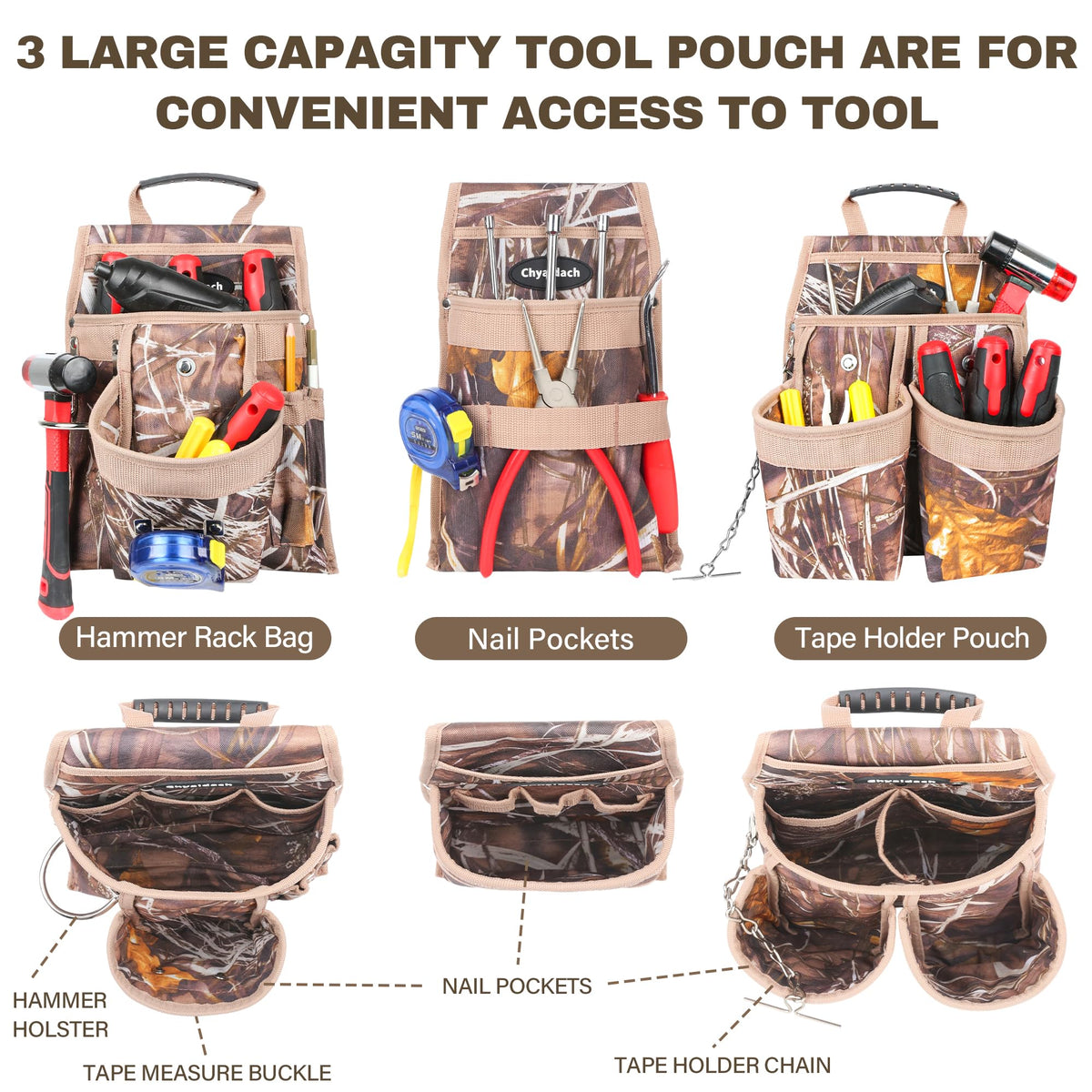 7-Piece Tool Belt Rig with 16 Pockets and Dual Hammer Loops Z9625